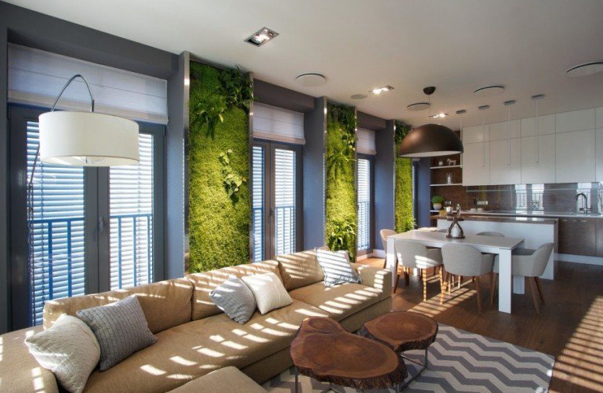 3 murs végétaux dans salon design